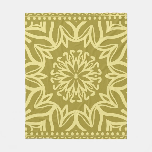 Geometrischer Hintergrund mit Blumen. Stammesethni Fleecedecke (Vorderseite)