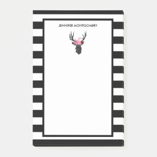 Geometrischer Hirschkopf mit Blumenkrone Post-it Klebezettel