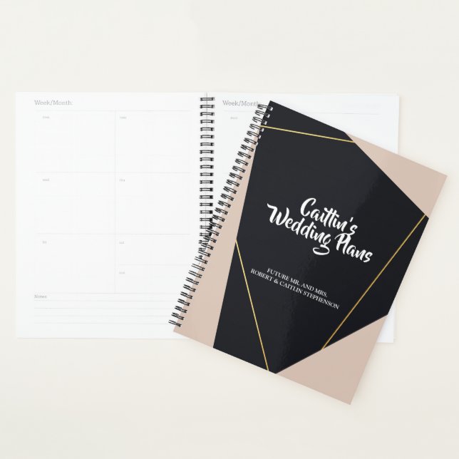 geometrischer Hochzeitsplaner in rosa Schwarz und  Planer (Anzeige)