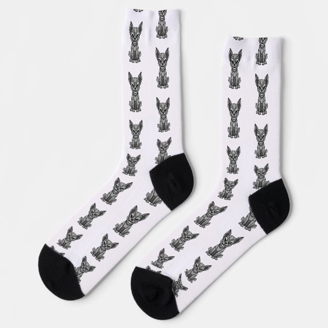 Geometrischer Hund Socken (Linkes Detail)