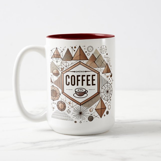 Geometrischer Kaffee Lover Modernes und stilvolles Zweifarbige Tasse (Links)
