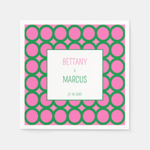 Geometrischer Kreis Mitte des grünen und rosa Serviette