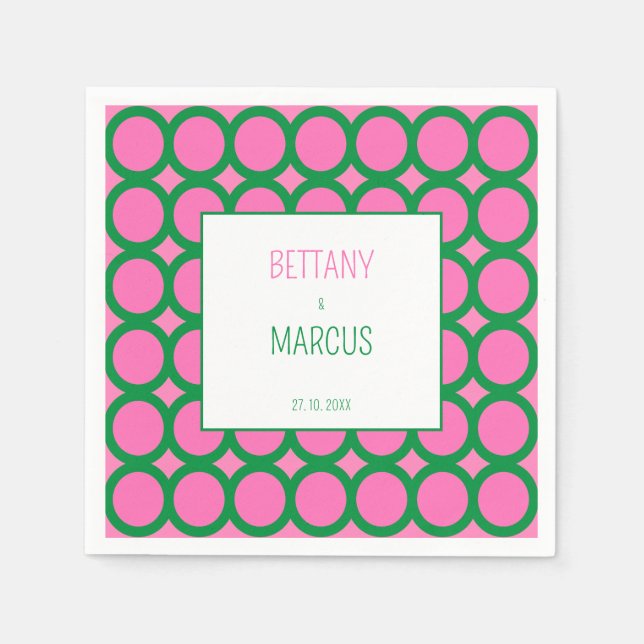 Geometrischer Kreis Mitte des grünen und rosa Serviette (Vorderseite)