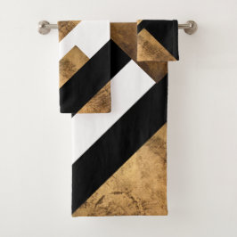 Geometrischer Kupferstich Badhandtuch Set