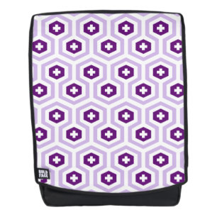 Geometrischer Lavendel-lila Hexagon u. Rucksack