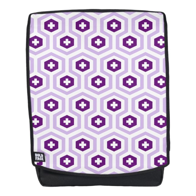 Geometrischer Lavendel-lila Hexagon u. Rucksack (Vorderseite)
