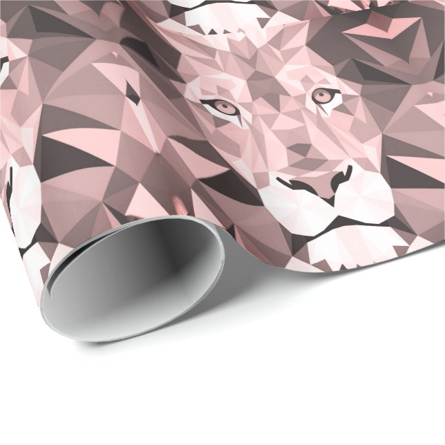 Geometrischer Lion-Kopf der Rose Geschenkpapier (Rolleneckpunkt)