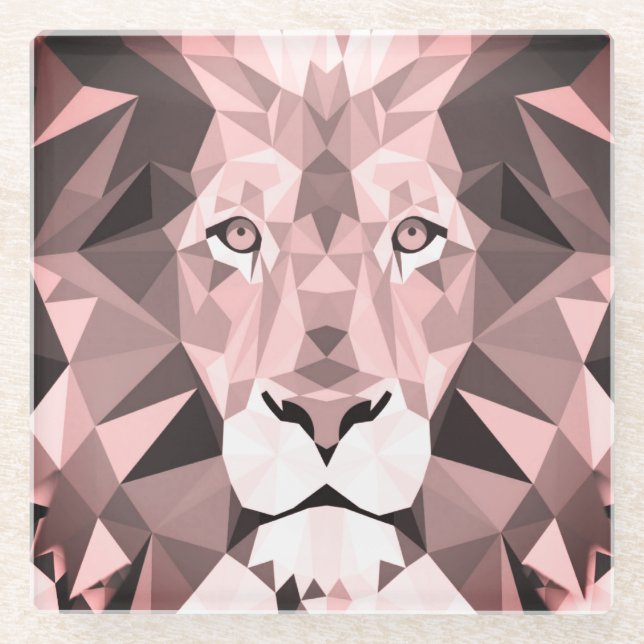 Geometrischer Lion-Kopf der Rose Glasuntersetzer (Vorderseite)