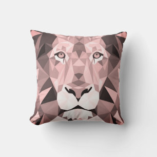 Geometrischer Lion-Kopf der Rose Kissen