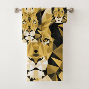 Geometrischer Löwe Browns Badhandtuch Set