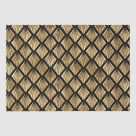 Geometrischer Lüfter für Gold und Schwarz Art Deco Seidenpapier