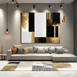 Geometrischer Luxus Gold und Schwarz Leinwanddruck