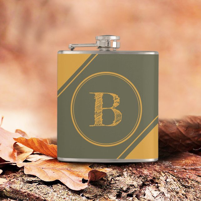 Geometrischer Mango Moss Green Flask Flachmann (Von Creator hochgeladen)