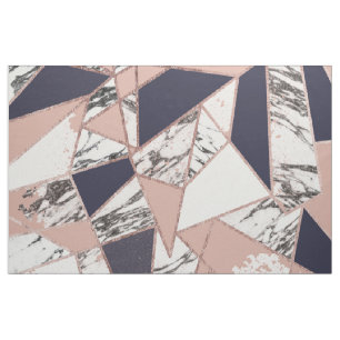 Geometrischer Marine-Blau-Pfirsich-Marmor und Stoff