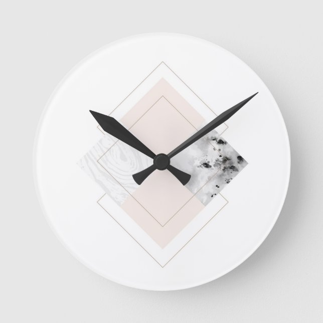 Geometrischer Marmorentwurf Runde Wanduhr (Vorderseite)