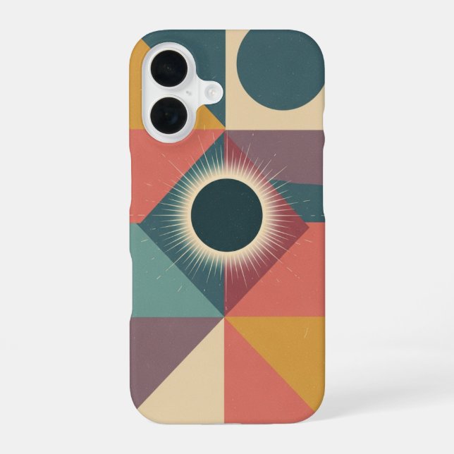 Geometrischer minimalistischer Finsternis iPhone 16 Hülle (Rückseite)