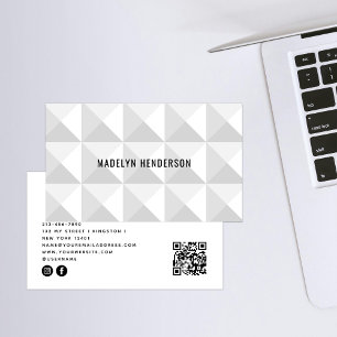 Geometrischer, moderner, fett weißer QR-Code Visitenkarte