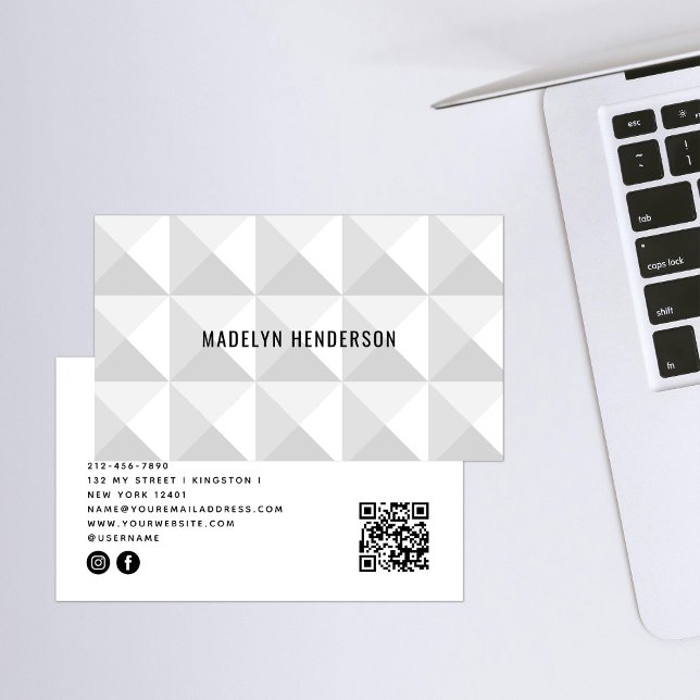 Geometrischer, moderner, fett weißer QR-Code Visitenkarte (Von Creator hochgeladen)