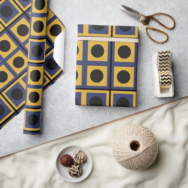 Geometrischer Muster Quadrat Kreis Moderne Geschenkpapier (Kunsthandwerk)