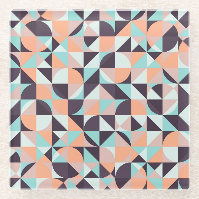 geometrischer, nahtloser Vintager Hintergrund Glasuntersetzer (Vorderseite)