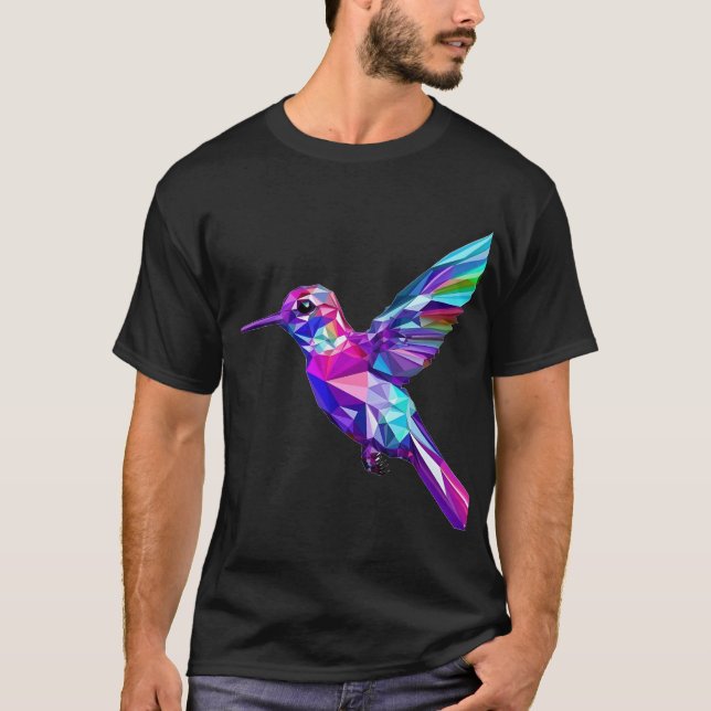 Geometrischer Niedlicher Regenbogen HummingBird T-Shirt (Vorderseite)