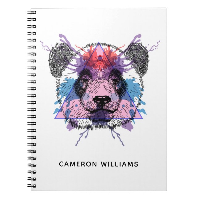 Geometrischer Panda-Bär | addieren Ihren Namen Notizblock (Vorderseite)