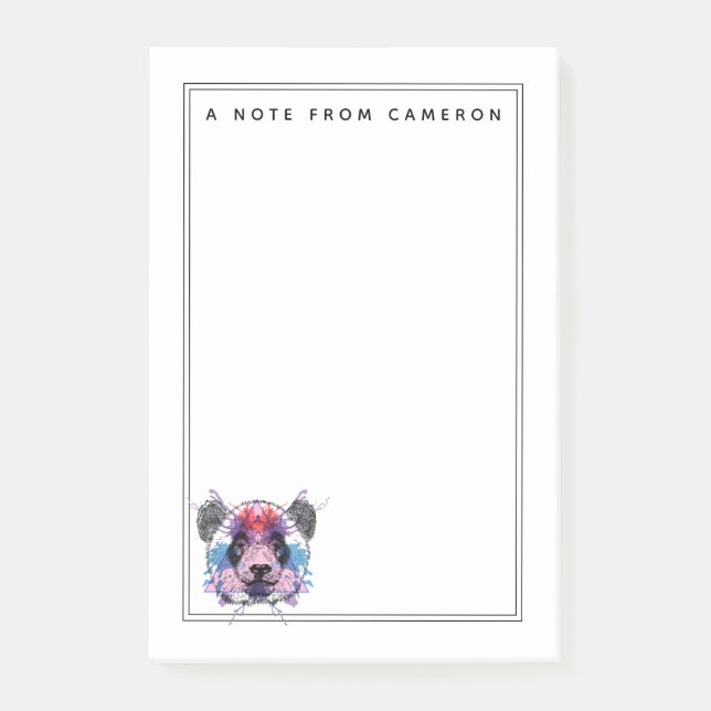 Geometrischer Panda-Bär | addieren Ihren Namen Post-it Klebezettel (Vorderseite)