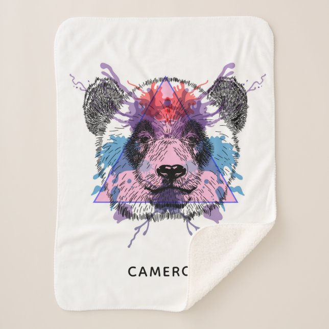 Geometrischer Panda-Bär | addieren Ihren Namen Sherpadecke (Vorderseite)