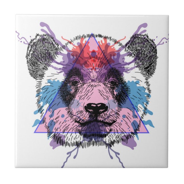Geometrischer Panda-Bär Fliese (Vorderseite)
