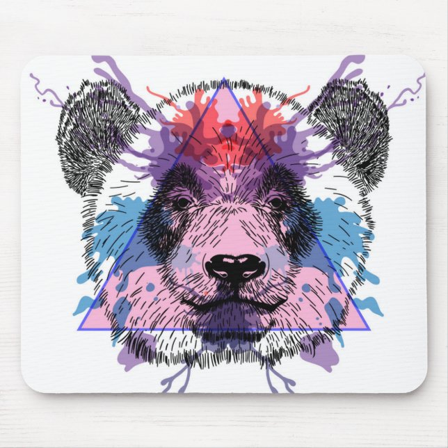Geometrischer Panda-Bär Mousepad (Vorne)