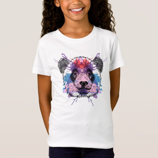 Geometrischer Panda-Bär T-Shirt (Vorderseite)