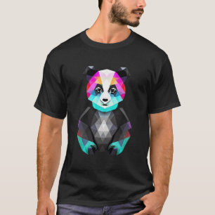 Geometrischer Panda Bunter Gesicht Polygonal T-Shirt