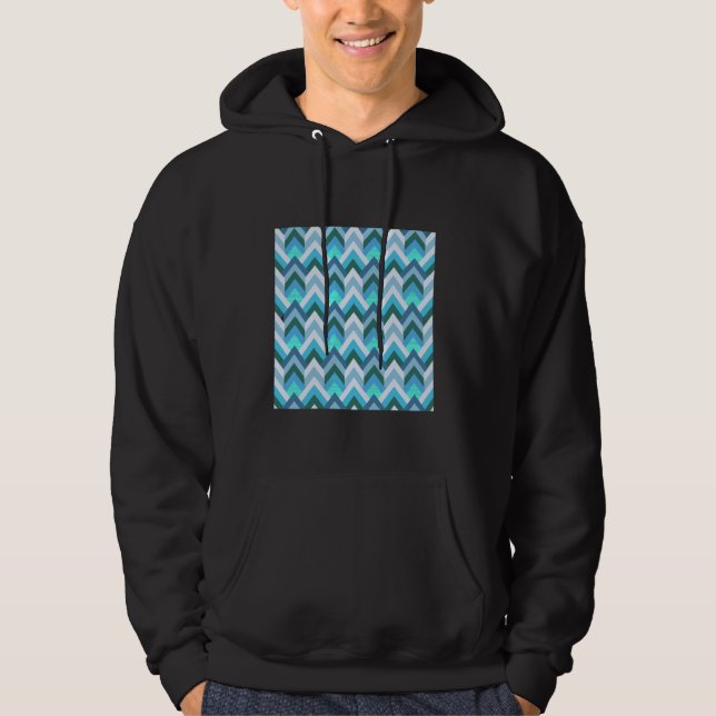 GEOMETRISCHER PATTERN FLAMESTICH BLUE GRE DER 1970 HOODIE (Vorderseite)