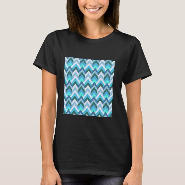 GEOMETRISCHER PATTERN FLAMESTICH BLUE GRE DER 1970 T-Shirt (Vorderseite)