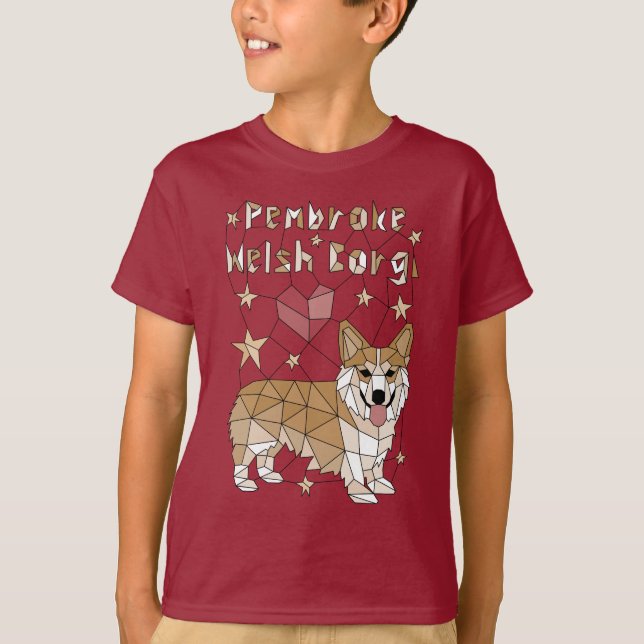 Geometrischer Pembroke-WaliserCorgi T-Shirt (Vorderseite)
