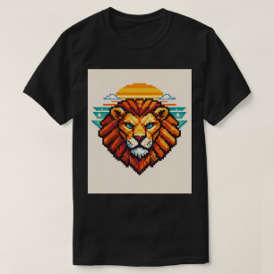 Geometrischer Pixel Löwe Retro T-Shirt
