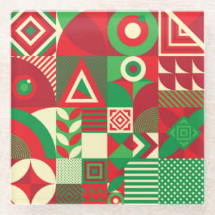 Geometrischer Pop: Farbige abstrakte Kacheln. Glasuntersetzer