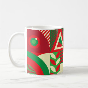 Geometrischer Pop: Farbige abstrakte Kacheln. Kaffeetasse