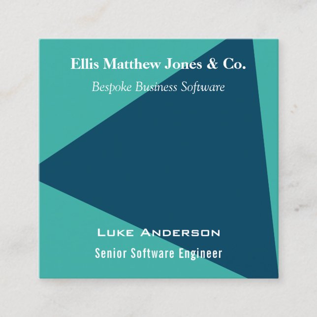 Geometrischer QR-Code für Softwareentwickler anpas Quadratische Visitenkarte (Vorderseite)