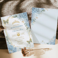 Geometrischer Rahmen für Blauer Golden Quinceñera 