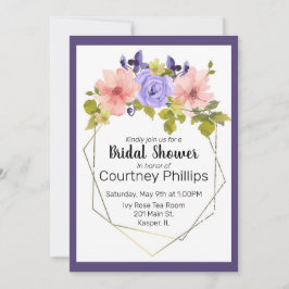 Geometrischer Rahmen für die Blume Wasserfarbe Einladung