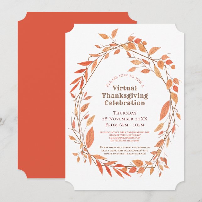 Geometrischer Rahmen für virtuellen Erntedank Herb Einladung (Vorne/Hinten)