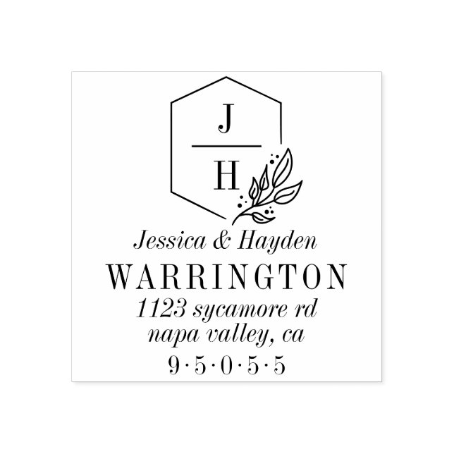 Geometrischer Rahmen | Hochzeitsadresse Gummistempel (Prägung)