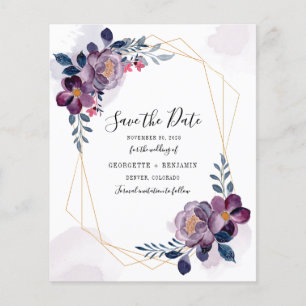 Geometrischer Rahmen Lila floral Save the Date