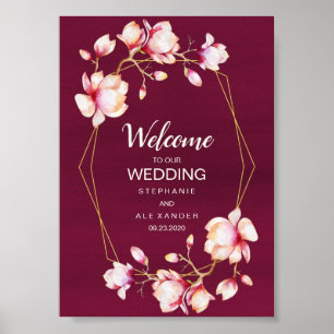 Geometrischer Rahmen Rosa Magnolia Poster