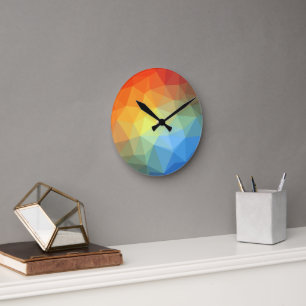Geometrischer Regenbogen-Kaleidoskop Runde Wanduhr