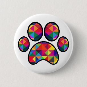 Geometrischer Regenbogen-Tatzen-Druck Button