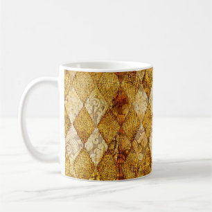 geometrischer Retrohintergrund in goldenen Farben Kaffeetasse