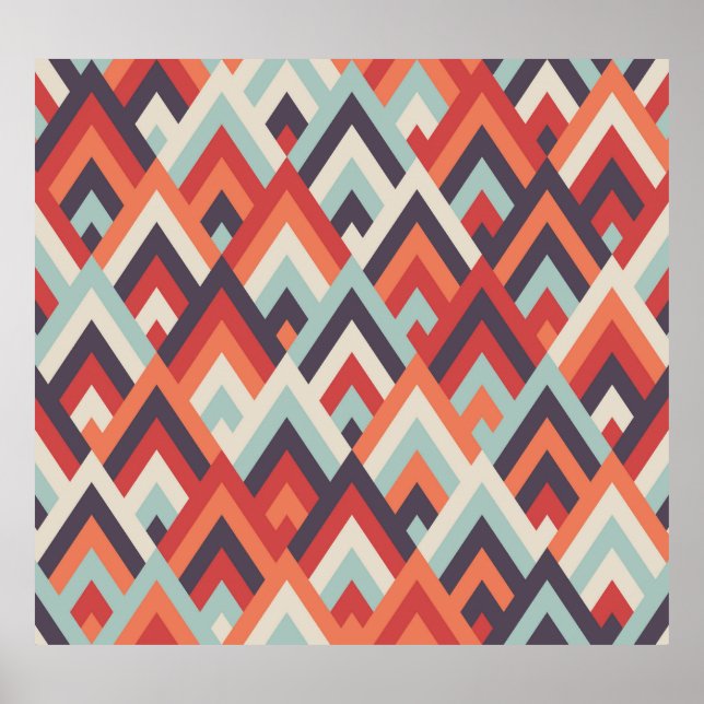 Geometrischer Rhombus: Vintages Farbmuster. Poster (Vorne)