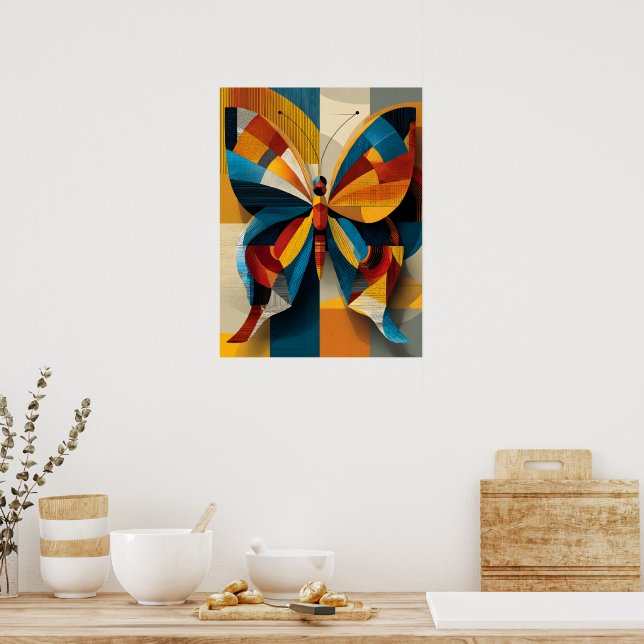 Geometrischer Schmetterling Wandkunst Poster (Küche)